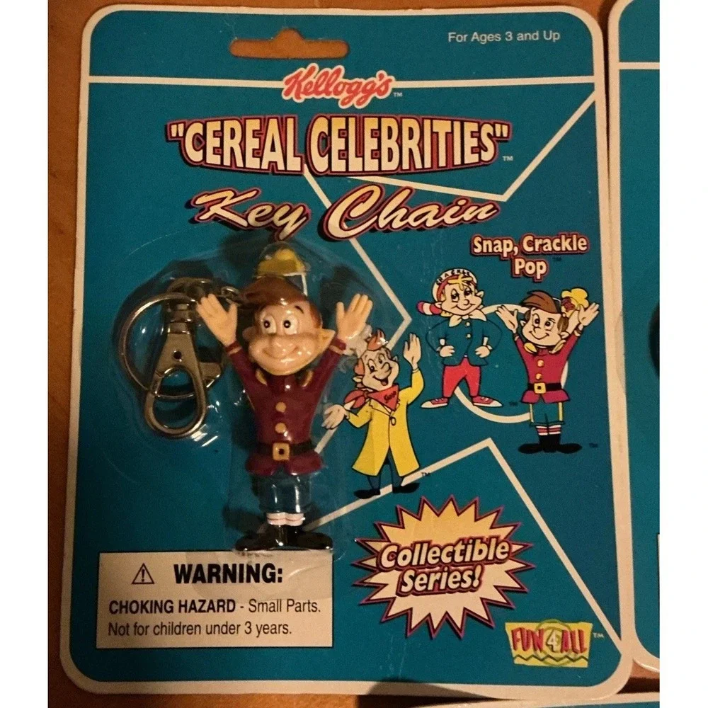 Kellogg's Cereal Celebrities Key Chain Rice Krispies New 1998 Snap Crackle & Pop